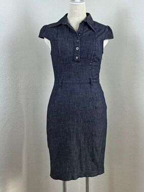 Vintage Y2K Miss Sixty Dark Wash Stretch Denim Dress Small